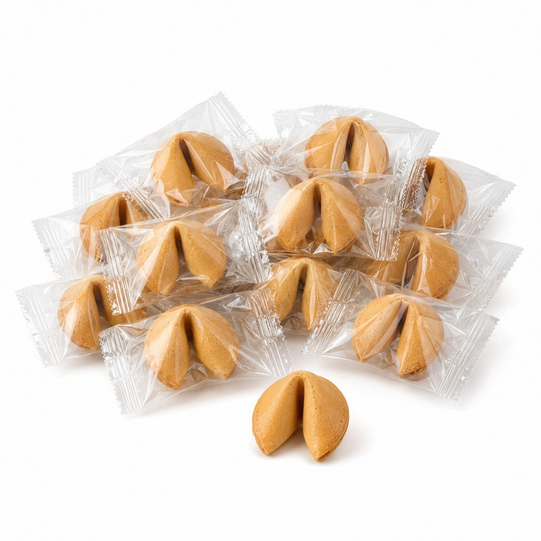 Klassische Glückskekse mit zweisprachigen Glückssprüchen – einzeln verpackt, Vanillegeschmack