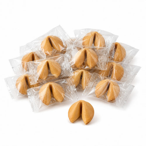 Klassische Glückskekse mit zweisprachigen Glückssprüchen – einzeln verpackt, Vanillegeschmack
